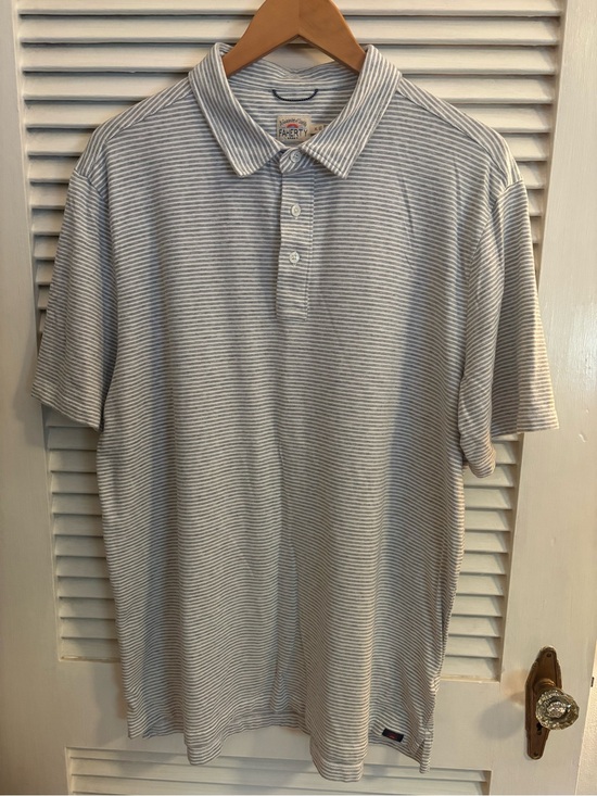 Faherty Other - Faherty Slim Stripe Polo - Light Gray & White